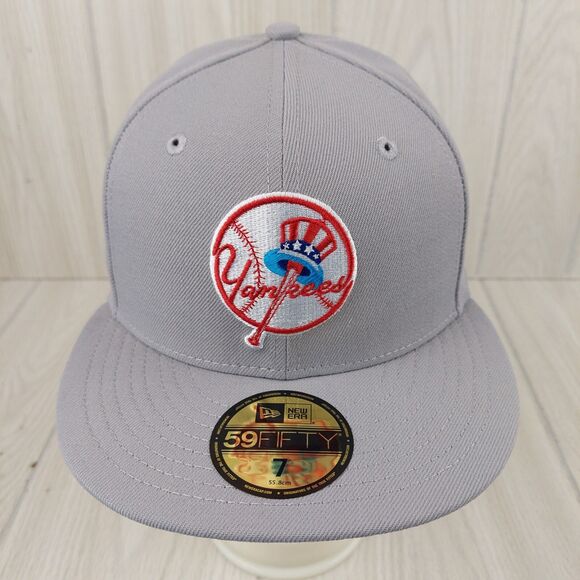 New Era Other - New‎ York Yankees Hat Cap Size 7 New Era 59Fifty Gray Cooperstown Collection MLB